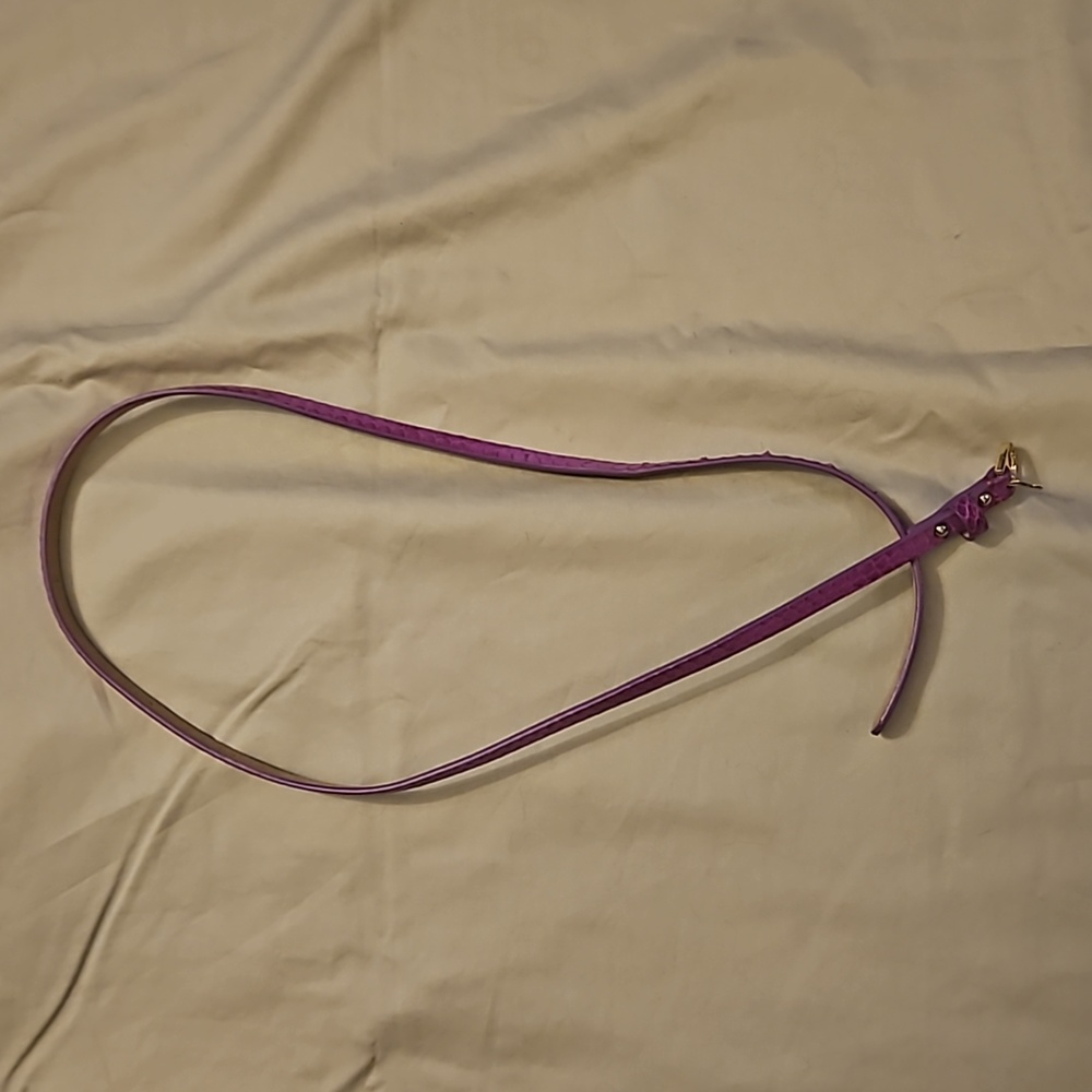 Fuschia snake skin patterned skinny belt